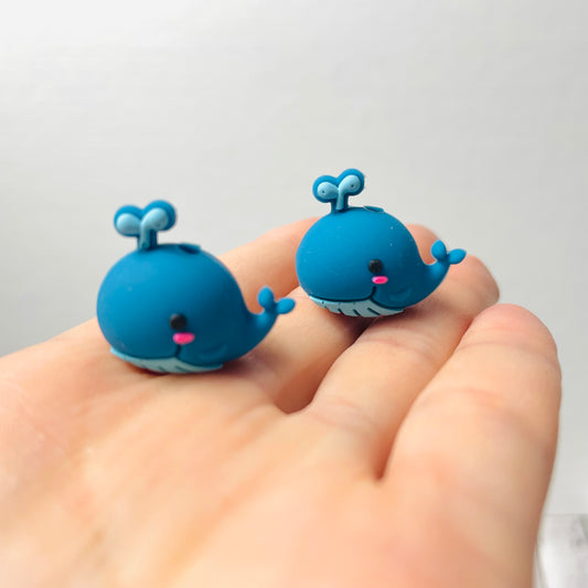 3D Blue Whale Silicone Focal Bead