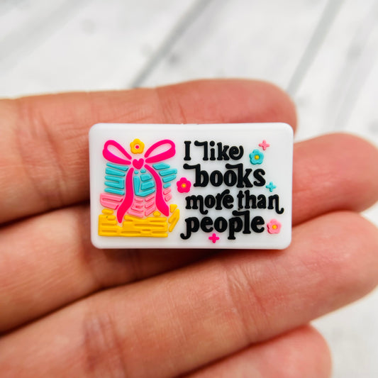 I Like Books Silicone Focal Bead