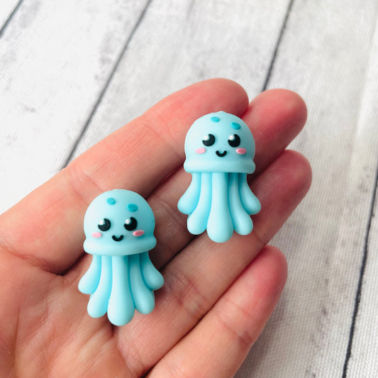 3D Aqua Jellyfish Silicone Focal Bead