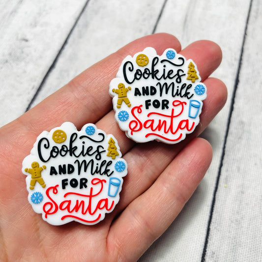 Cookies & Milk for Santa Silicone Focal Bead