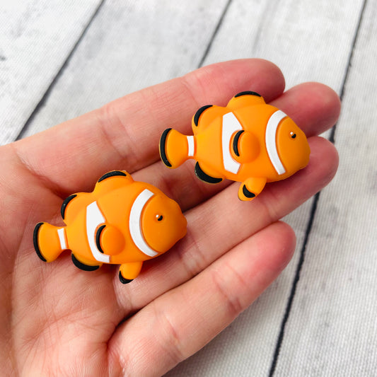 3D Orange Clown Fish Silicone Focal Bead