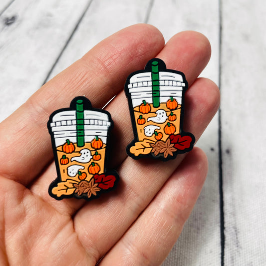 Ghost Pumpkin Iced Coffee Silicone Focal Bead