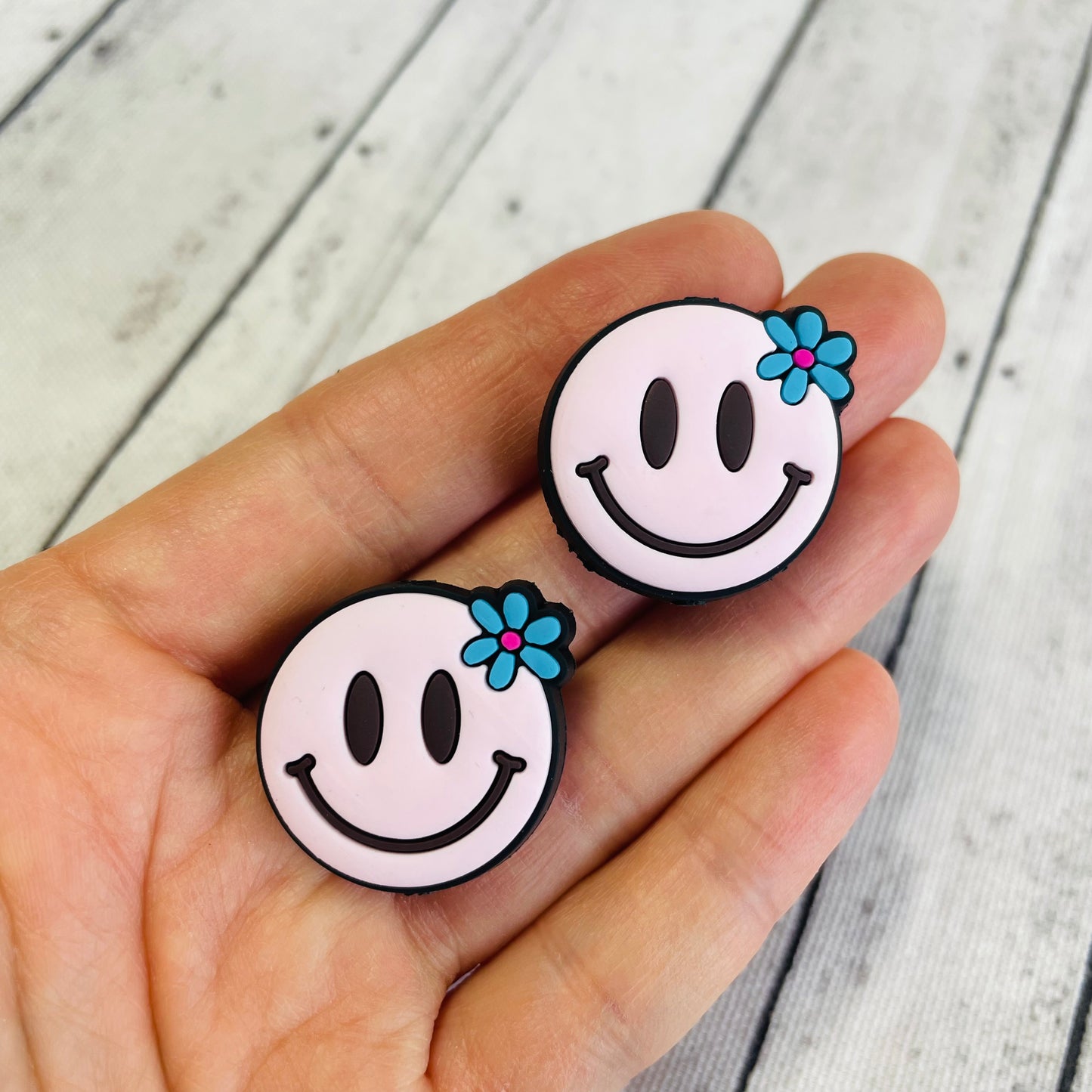 Pink Smiley Face Silicone Focal Bead