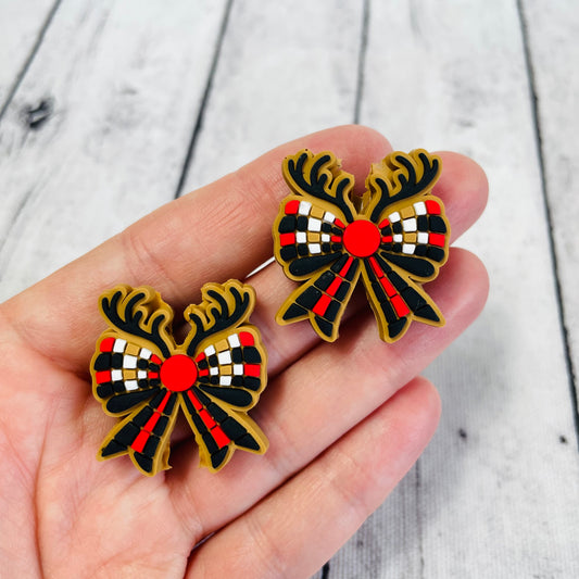 Reindeer Bow Silicone Focal Bead