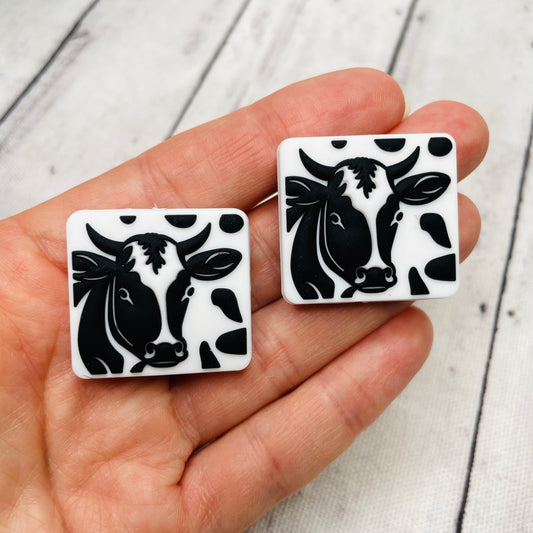 1 Black & White Cow Focal Bead
