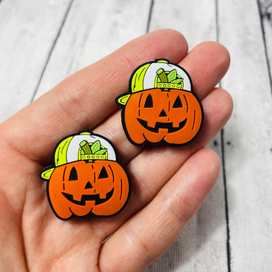 Jack-o’-lantern with Hat Pumpkin Silicone Focal Bead