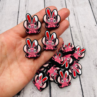 Pink Alien Bunny Silicone Focal Bead