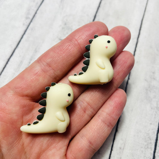 3D Ivory Chubby Dino Silicone Focal Bead