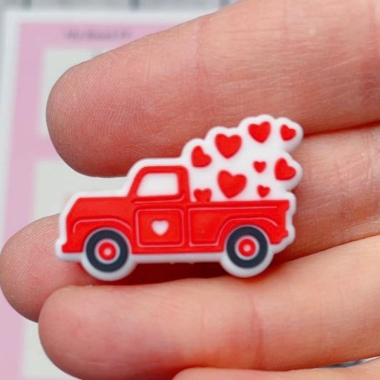 Red Truck Valentine Silicone Focal Beads