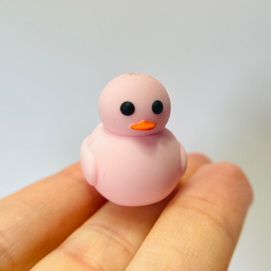 3D Pink Rubber Duck Silicone Focal Bead