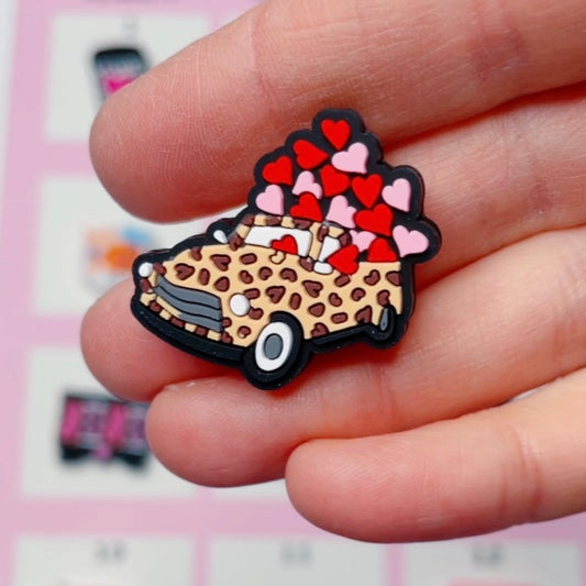 Cheetah Truck Valentine Silicone Focal Bead