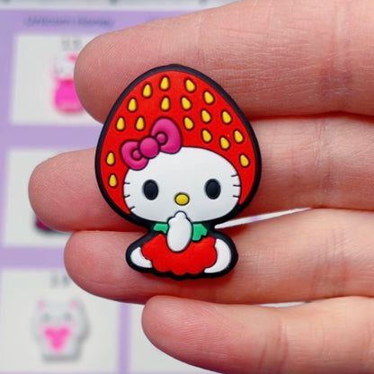 Kitty Strawberry Silicone Focal Bead